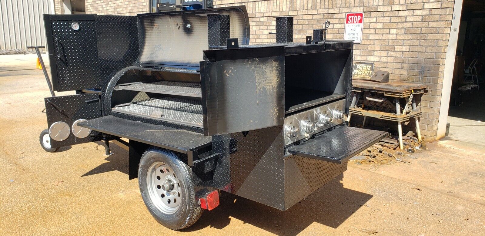 Pro Pitmaster BBQ Smoker 36 Griddle 4 burner 4 foot barrel Trailer Food ...